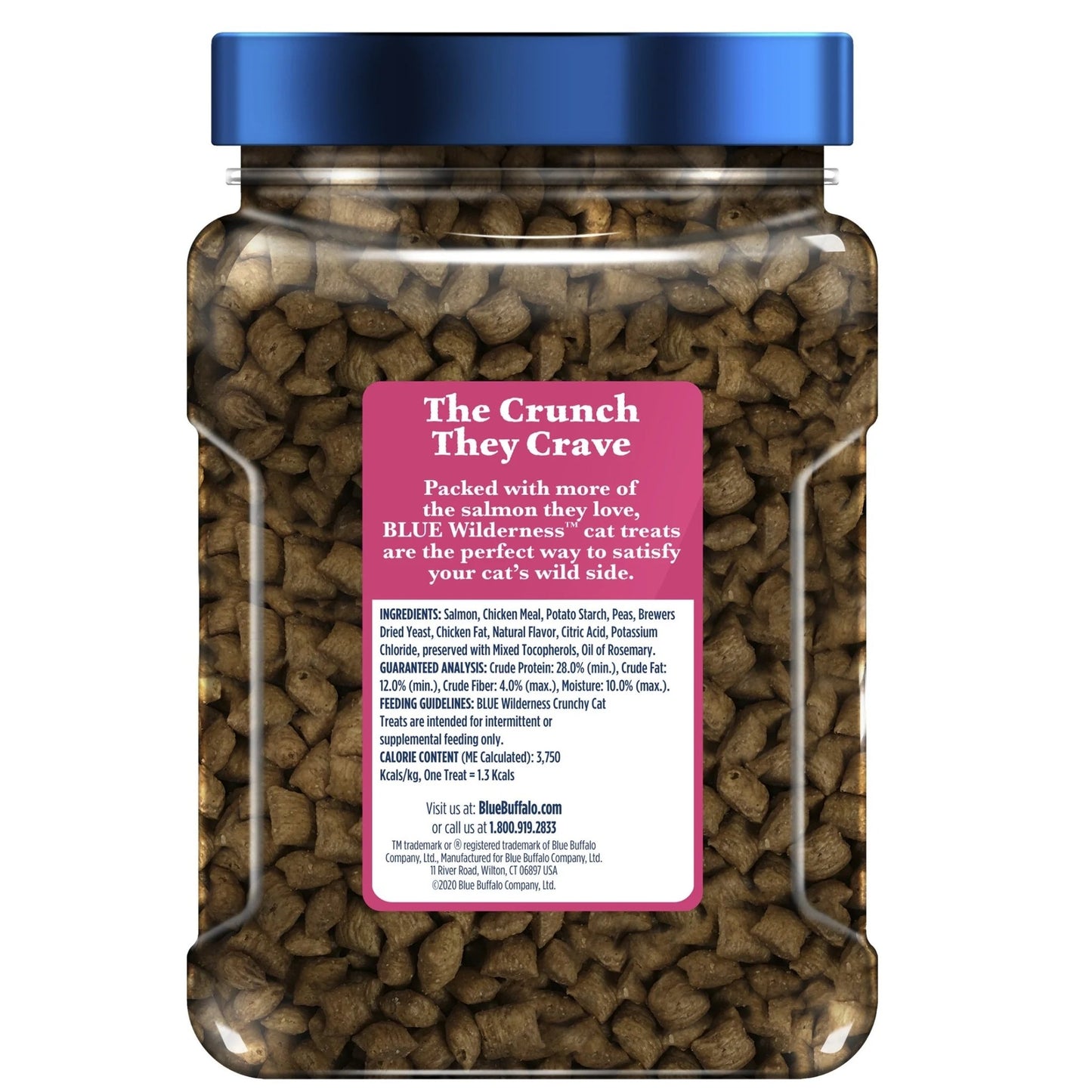 BLUE Wilderness Salmon Cat Treats, Grain - Free Crunchy Snacks, 12 - Oz. Tub for Cats - Petopia