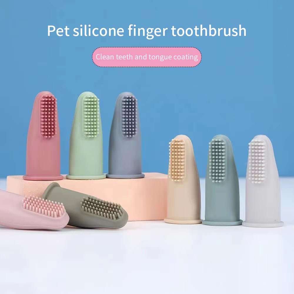 Dog Cat Super Soft Pet Finger Toothbrush Teeth Cleaning Bad Breath Care Nontoxic Silicone Tooth Brush Dog Cat Cleaning Supplies - Petopia
