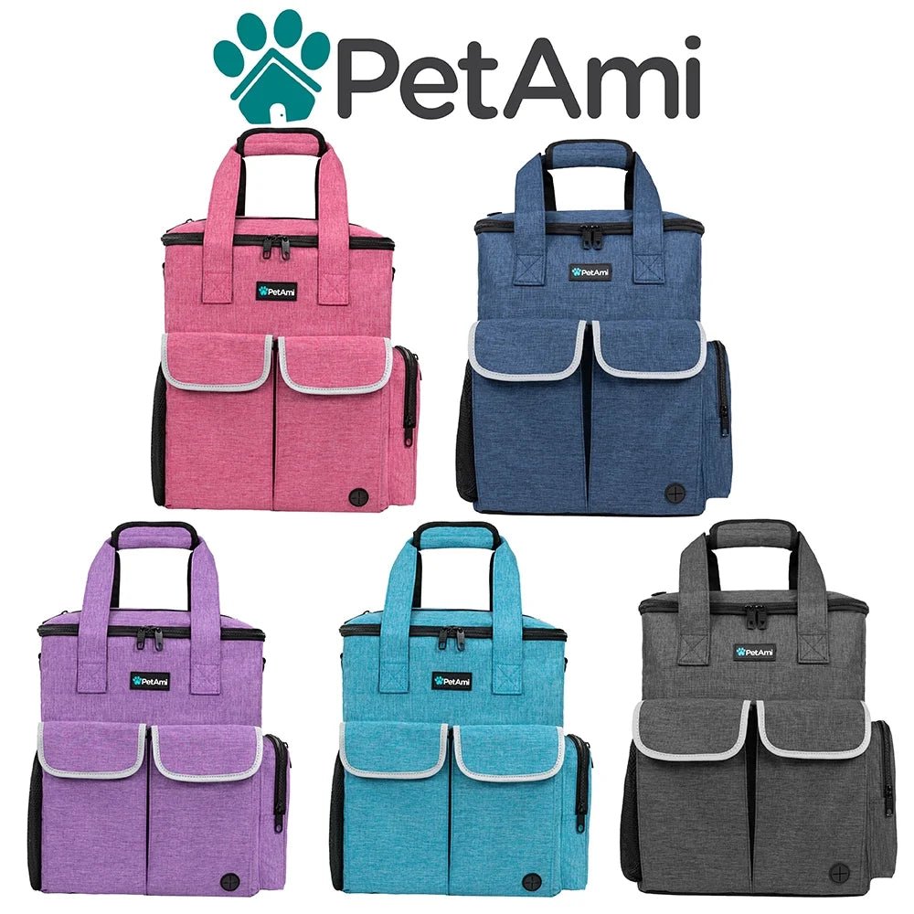 Dog Travel Bag Pet Supplies Accessories Organizer for Traveling, Camping, Weekend; Cat Pet Travel Bag Kit Includes 2 Food Storage Containers, 2 Collapsible Bowls, 1 Feeding Mat (Dark Gray) - Petopia