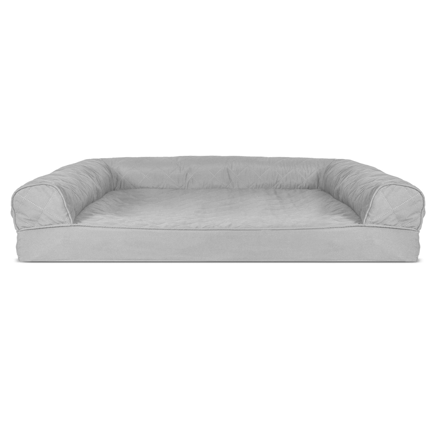 Pet Products Quilted Full Support Orthopedic Sofa Pet Bed for Dogs & Cats - Silver Gray, Jumbo Plus - Petopia