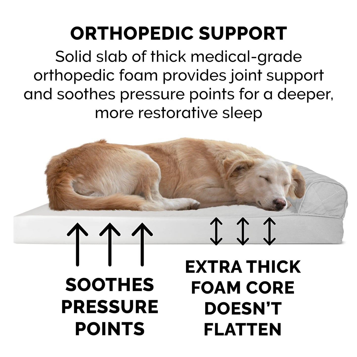 Pet Products Quilted Full Support Orthopedic Sofa Pet Bed for Dogs & Cats - Silver Gray, Jumbo Plus - Petopia