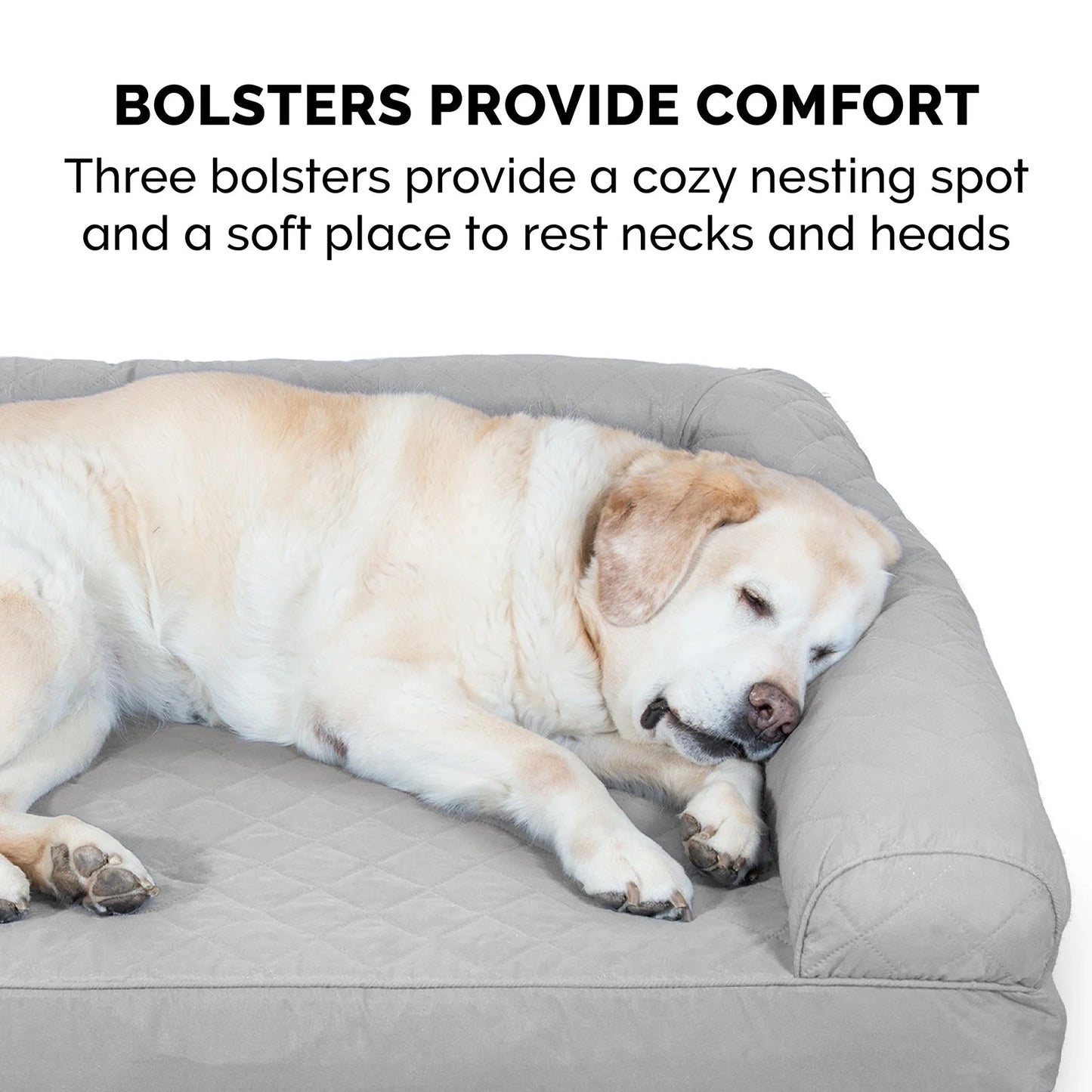 Pet Products Quilted Full Support Orthopedic Sofa Pet Bed for Dogs & Cats - Silver Gray, Jumbo Plus - Petopia