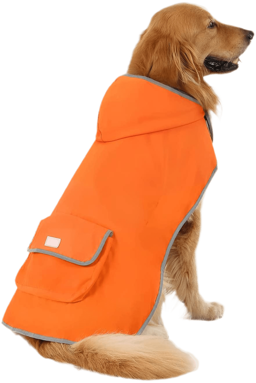 Reversible Dog Raincoat Hooded Slicker Poncho Rain Coat Jacket for Small Medium Large Dogs Camo Orange - L - Petopia
