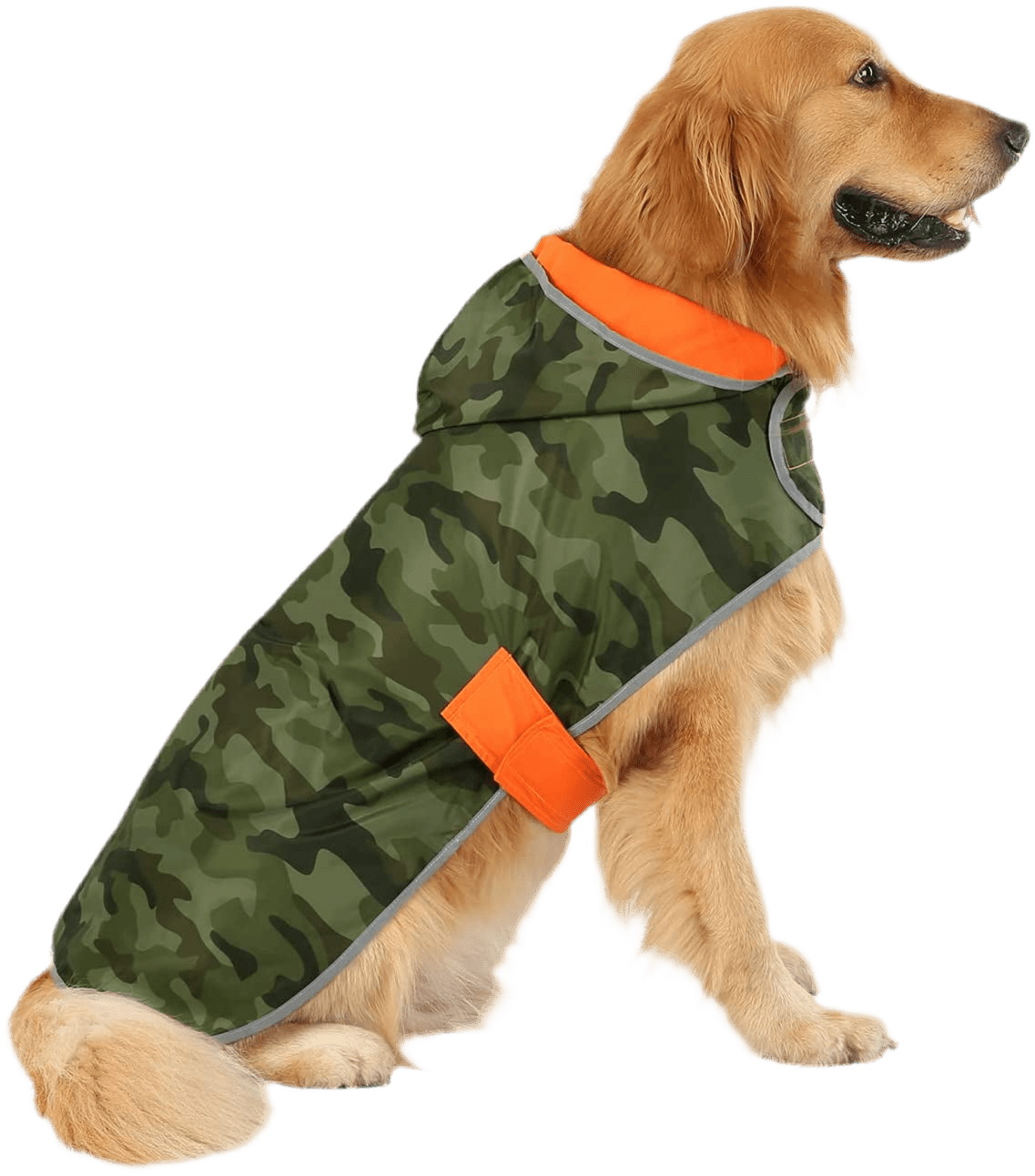 Reversible Dog Raincoat Hooded Slicker Poncho Rain Coat Jacket for Small Medium Large Dogs Camo Orange - L - Petopia