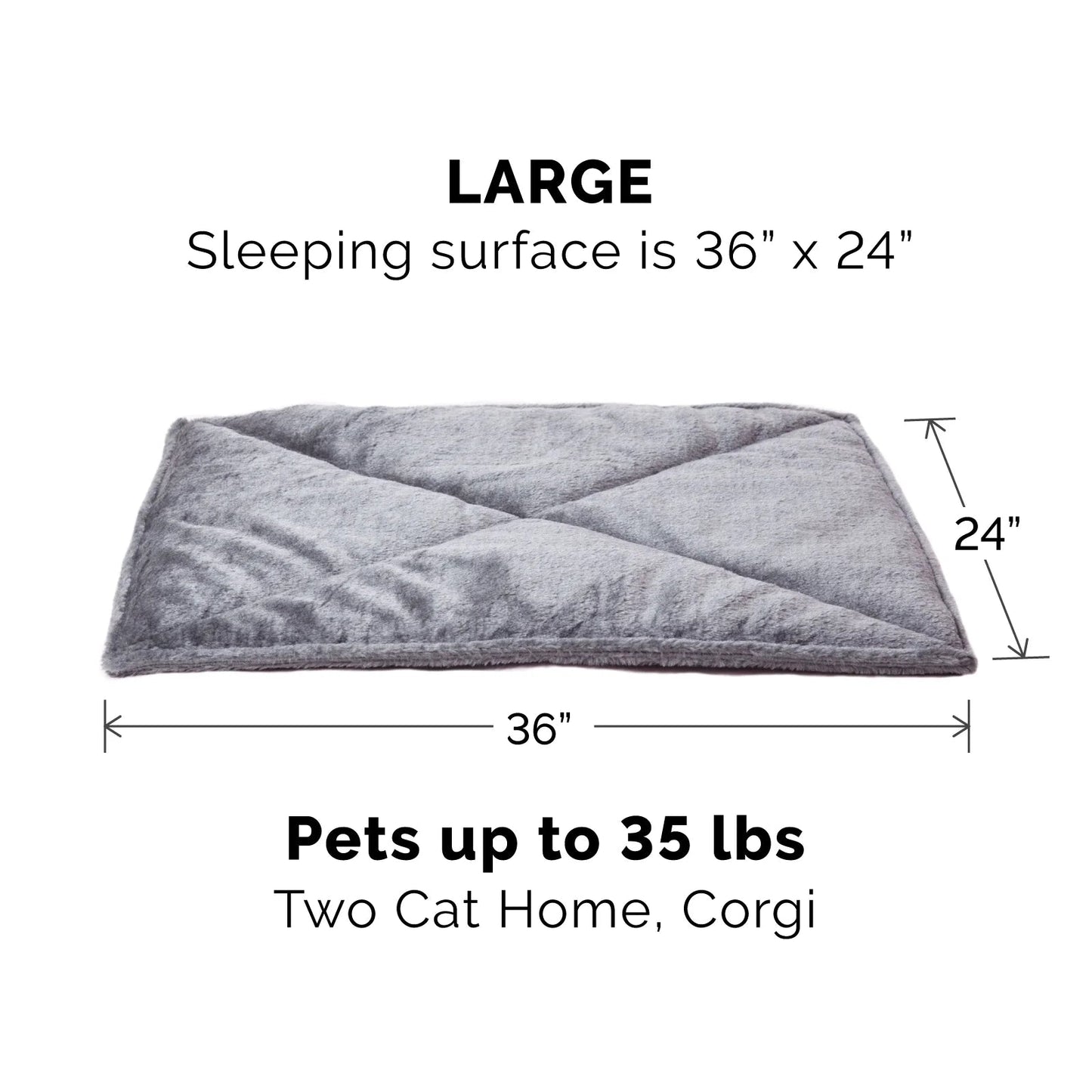 | Thermanap Faux Fur Self - Warming Pet Bed Mat, Gray, Large - Petopia Company