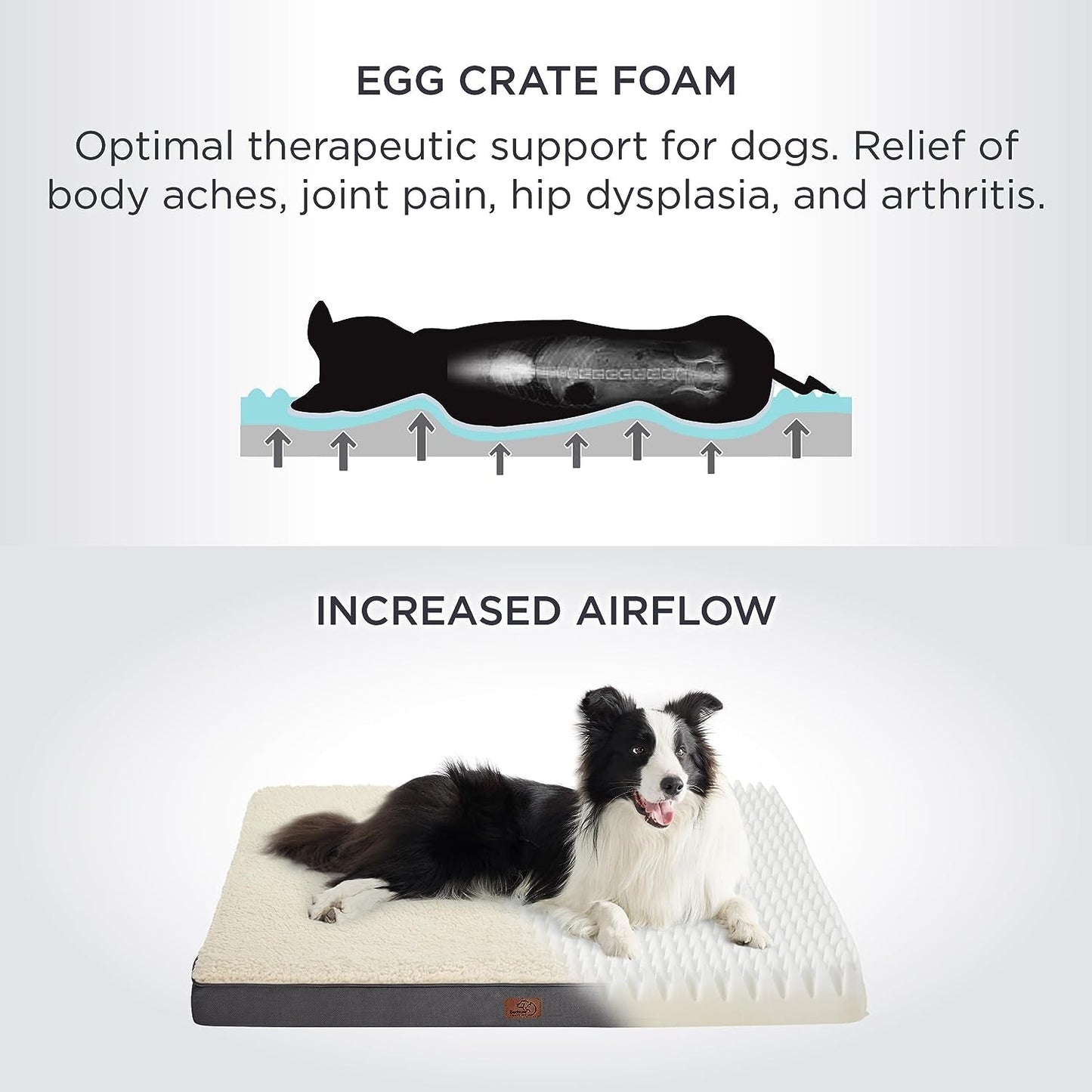 XL Dog Bed Large Sized Dog - Orthopedic Waterproof Extra Large Pet Beds with Removable Washable Cover, Egg Crate Foam Mat, Suitable for Pet up to 100 Lbs - Petopia Company