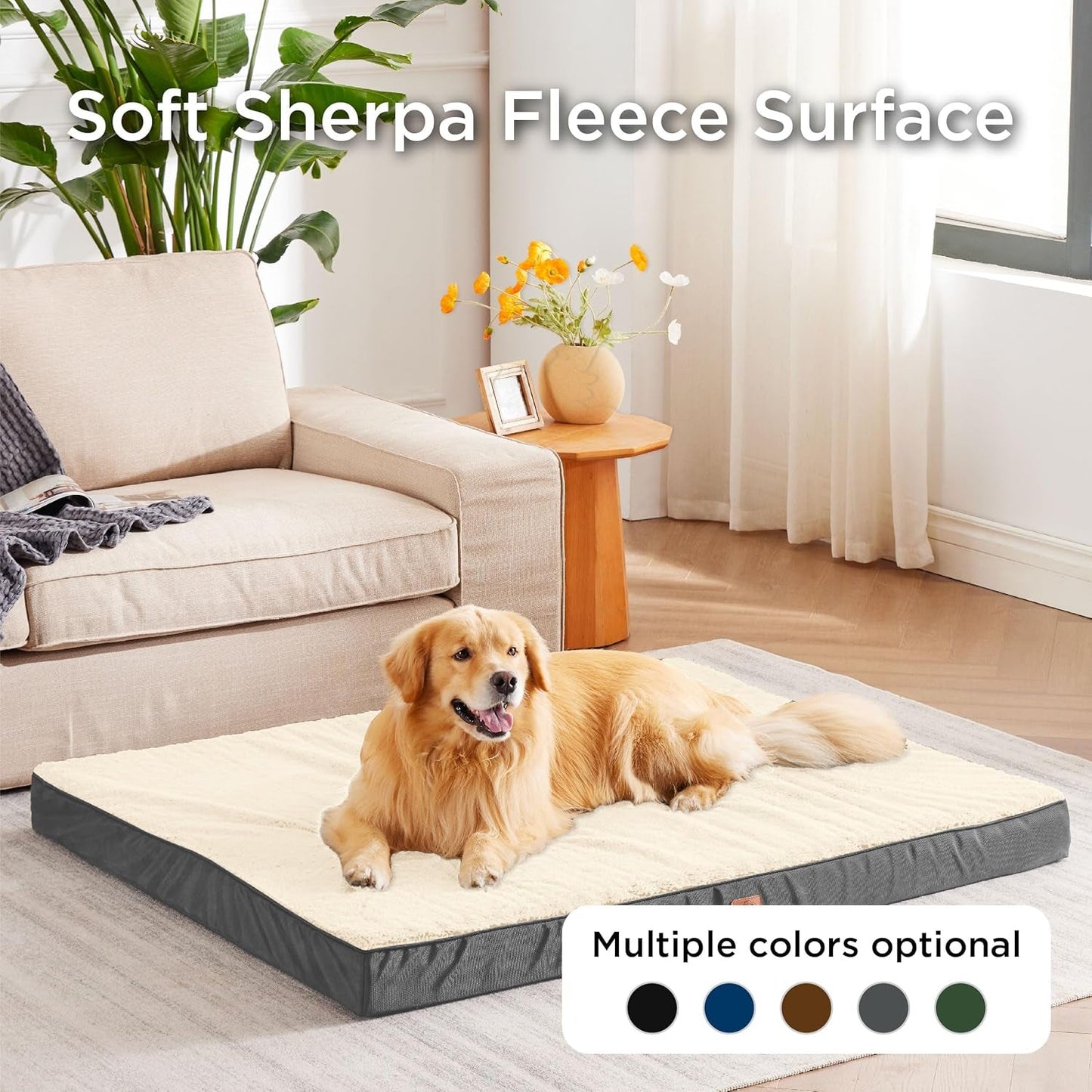 XL Dog Bed Large Sized Dog - Orthopedic Waterproof Extra Large Pet Beds with Removable Washable Cover, Egg Crate Foam Mat, Suitable for Pet up to 100 Lbs - Petopia Company