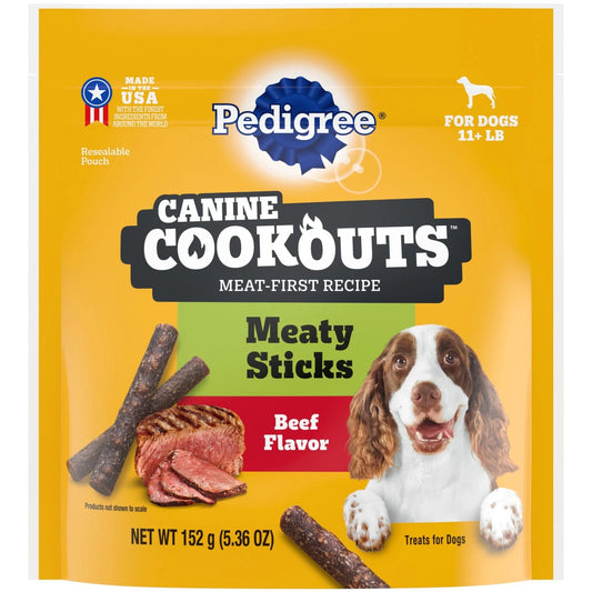 Canine Cookout Soft Dog Treats, Beef Flavored Meaty Sticks, 5.36 Oz Bag - Petopia Company