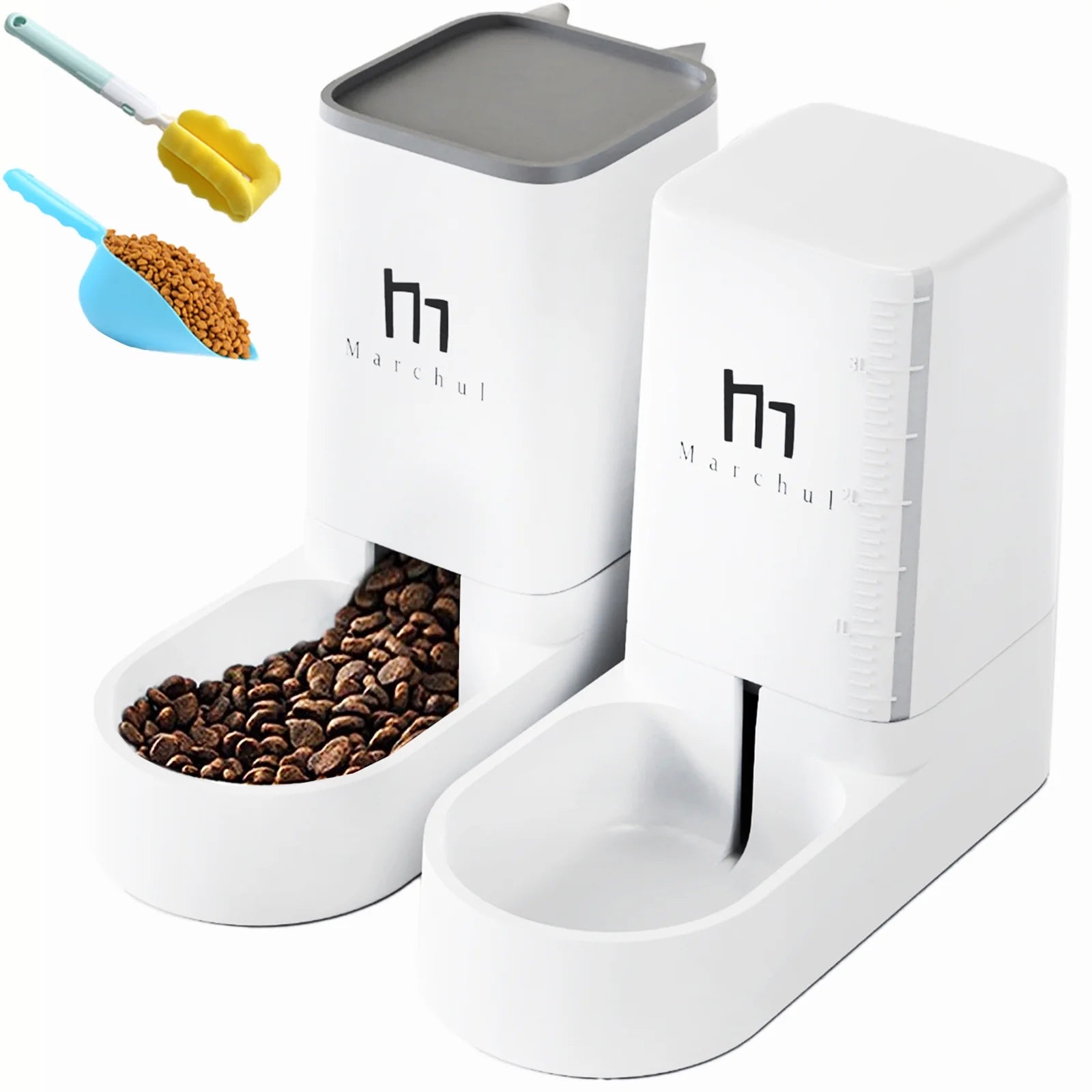 Cat Dog Waterer Set - Automatic Feeder & Water Dispenser with 4.63Lb Food Capacity & 1 Gallon Water - Petopia