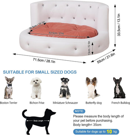 Dog Sofas and Chairs with PU Leather, Wooden Frame Cat Sofa Chair,Dog Bed with S - Petopia