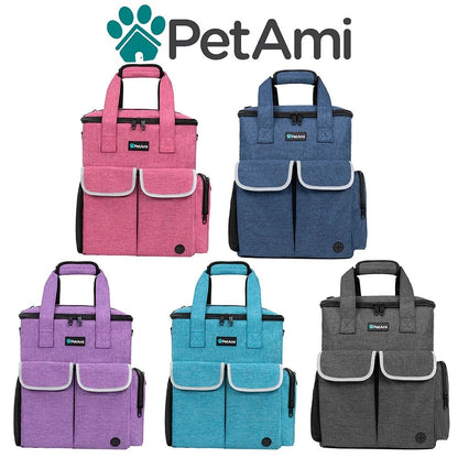Dog Travel Bag Pet Supplies Accessories Organizer for Traveling, Camping, Weekend; Cat Pet Travel Bag Kit Includes 2 Food Storage Containers, 2 Collapsible Bowls, 1 Feeding Mat (Dark Gray) - Petopia