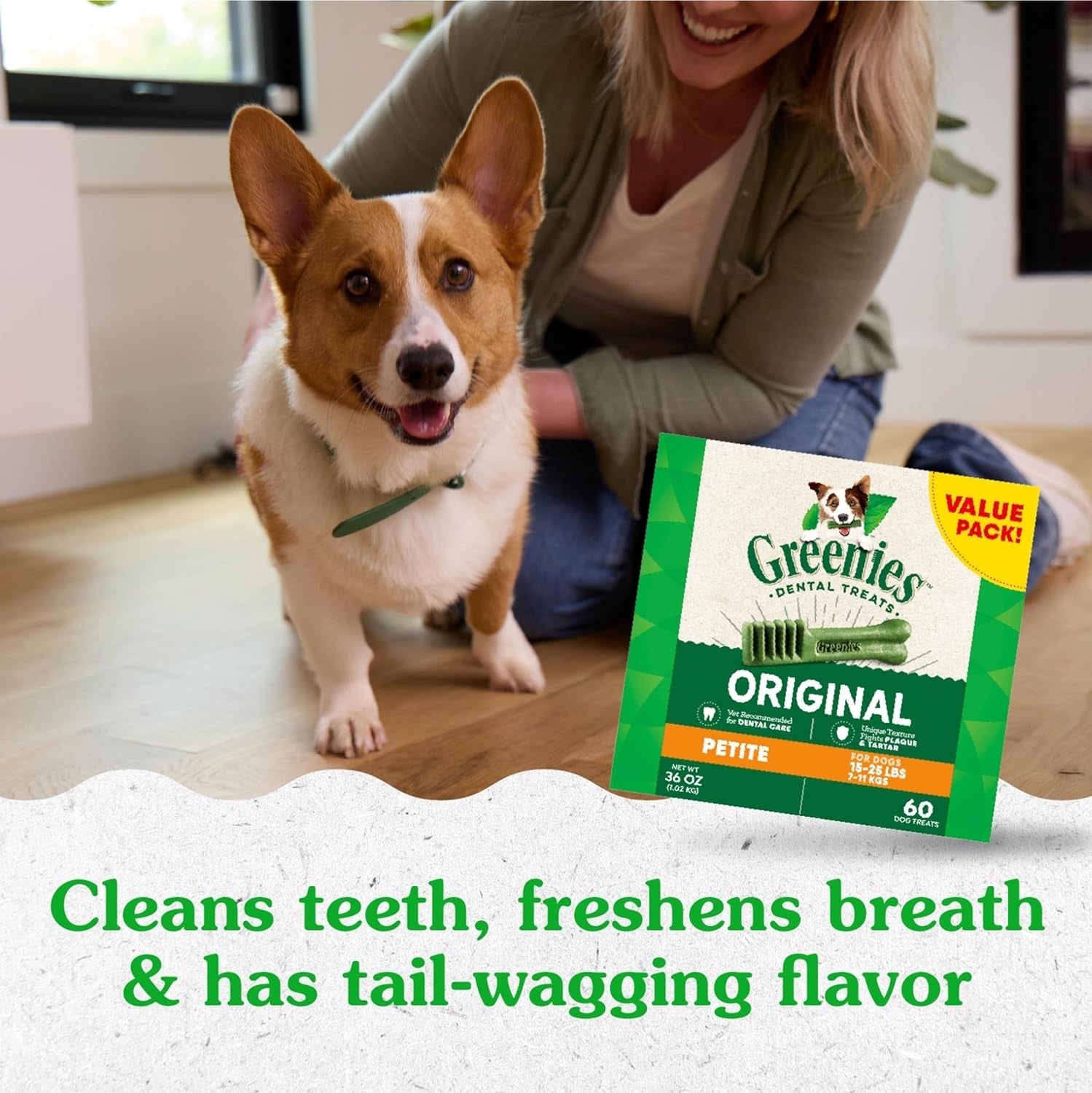 Original Petite Natural Dental Care Dog Treats, 36 Oz. Pack (60 Treats) - Petopia Company