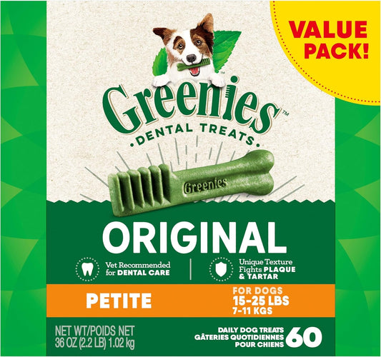 Original Petite Natural Dental Care Dog Treats, 36 Oz. Pack (60 Treats) - Petopia Company