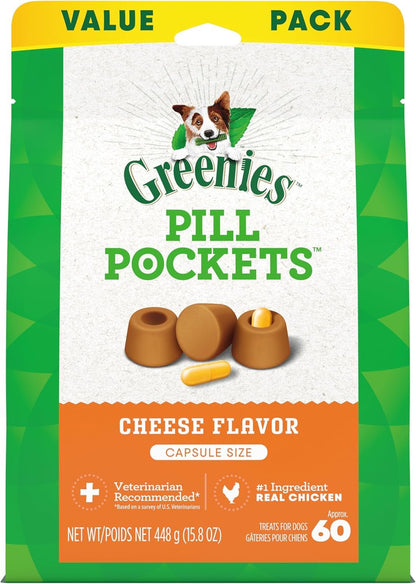 Pill Pockets Large Size Soft Dog Treats for Capsules, Cheese Flavor, Made with Natural Ingredients plus Minerals & Trace Nutrients, 15.8 Oz. (60 Count, Pack of 1) - Petopia Company