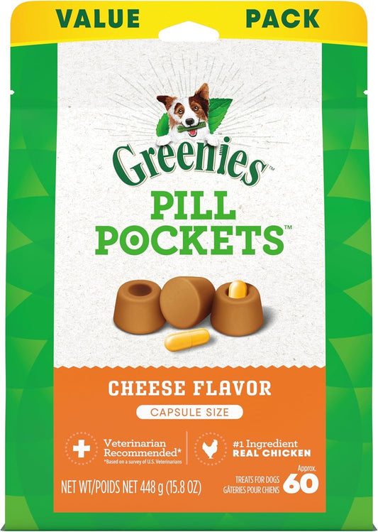 Pill Pockets Large Size Soft Dog Treats for Capsules, Cheese Flavor, Made with Natural Ingredients plus Minerals & Trace Nutrients, 15.8 Oz. (60 Count, Pack of 1) - Petopia Company