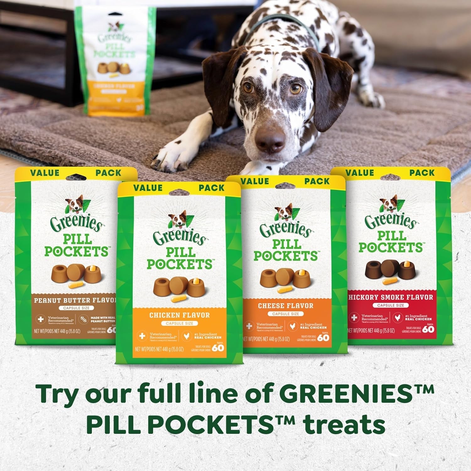 Pill Pockets Large Size Soft Dog Treats for Capsules, with Real Peanut Butter, Made with Natural Ingredients plus Minerals & Trace Nutrients, 15.8 Oz. (60 Count, Pack of 1) - Petopia Company