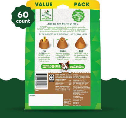 Pill Pockets Large Size Soft Dog Treats for Capsules, with Real Peanut Butter, Made with Natural Ingredients plus Minerals & Trace Nutrients, 15.8 Oz. (60 Count, Pack of 1) - Petopia Company