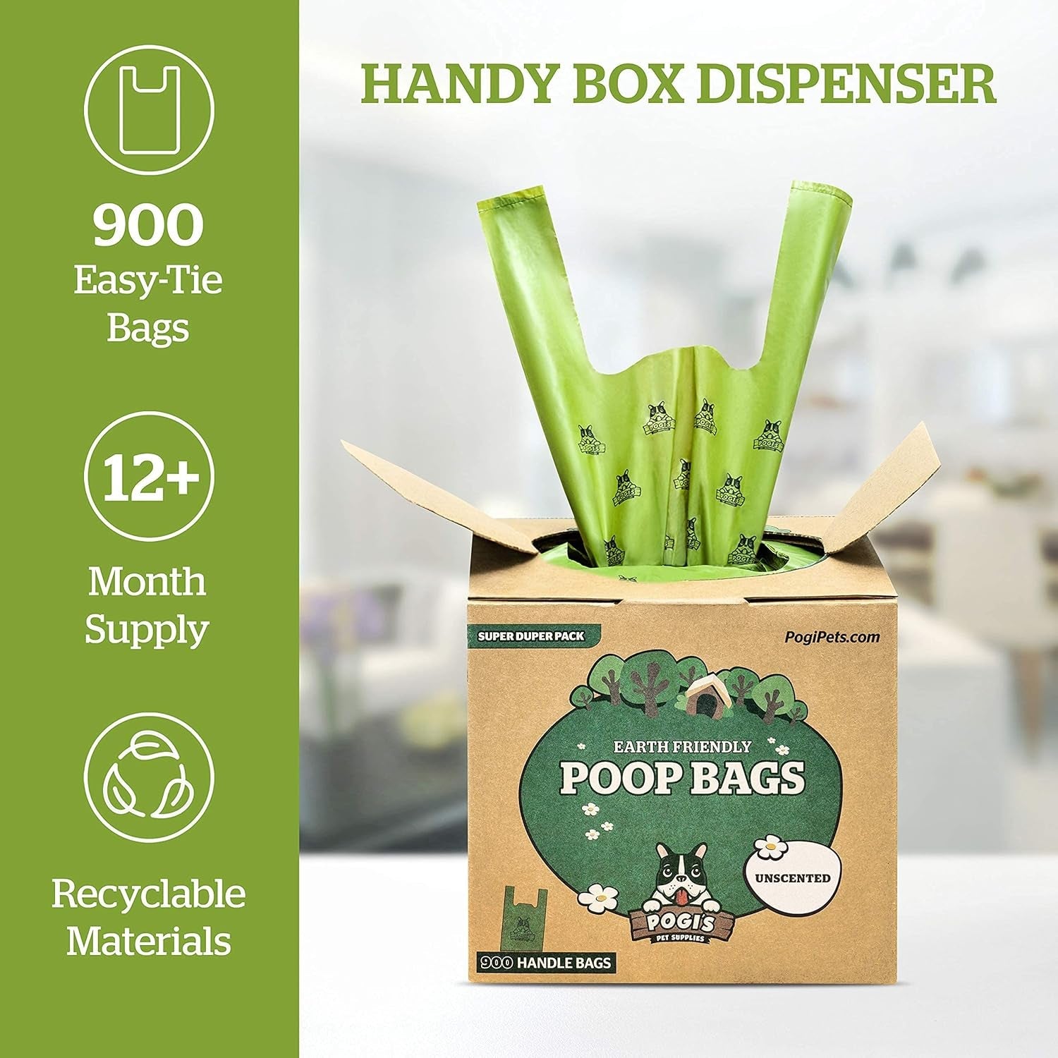 Pogi’S Dog Poop Bags with Handles – Extra - Thick, Leak - Proof, Large, Unscented, 900 - Count - Petopia Company