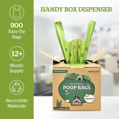 Pogi’S Dog Poop Bags with Handles – Extra - Thick, Leak - Proof, Large, Unscented, 900 - Count - Petopia Company