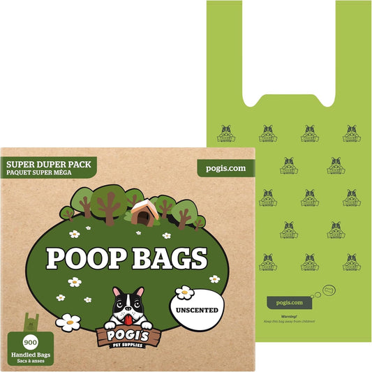 Pogi’S Dog Poop Bags with Handles – Extra - Thick, Leak - Proof, Large, Unscented, 900 - Count - Petopia Company