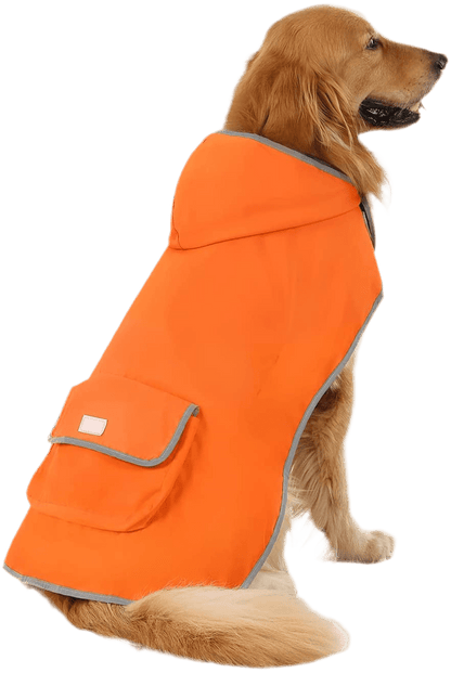 Reversible Dog Raincoat Hooded Slicker Poncho Rain Coat Jacket for Small Medium Large Dogs Camo Orange - L - Petopia