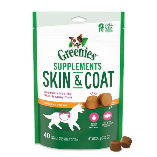 Skin & Coat Supplement Soft Chew for Dogs, Chicken Flavor, 40 Count - Petopia Company