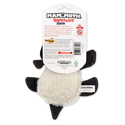 Squeakies Dog - Shaped Vintage Denim with Lambswool Plush Dog Toy, Small, 8" - Petopia