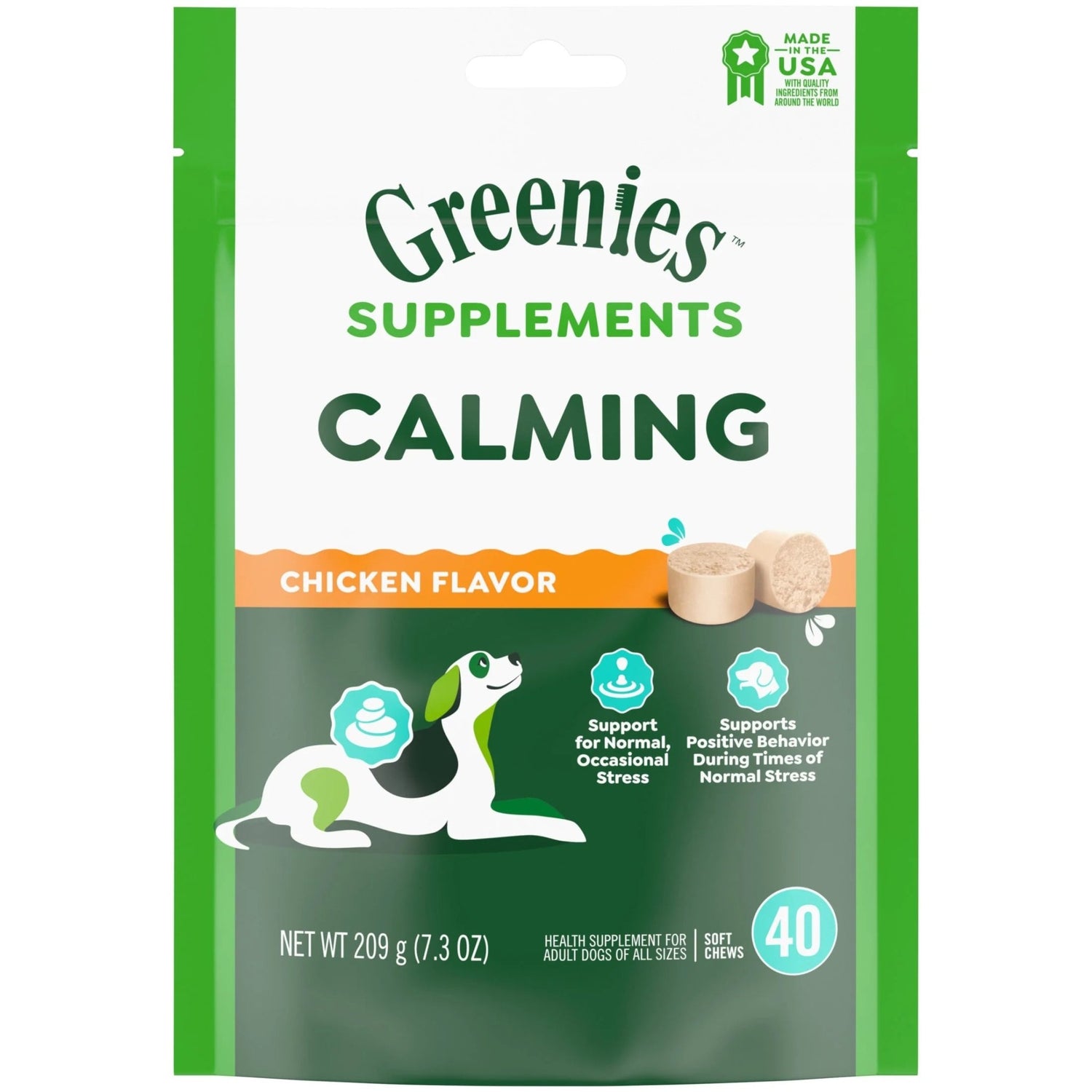 Supplements Calming Chews for Dogs Chicken Flavor, 7.3 Oz Container of 40 Ct. Soft Chews - Petopia Company