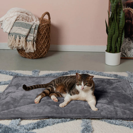 | Thermanap Faux Fur Self - Warming Pet Bed Mat, Gray, Large - Petopia Company