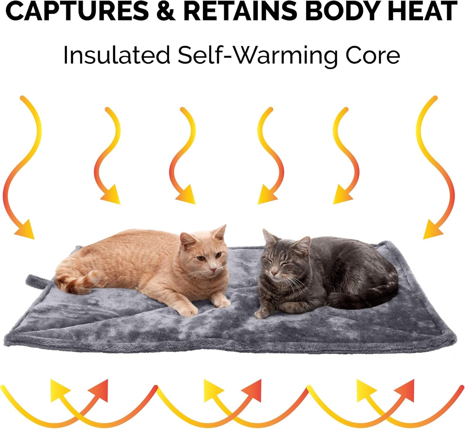 Thermanap Self - Warming Cat Bed for Indoor Cats & Large/Medium Dogs, Washable & Reflects Body Heat - Quilted Faux Fur Reflective Bed Mat - Gray, Large - Petopia Company
