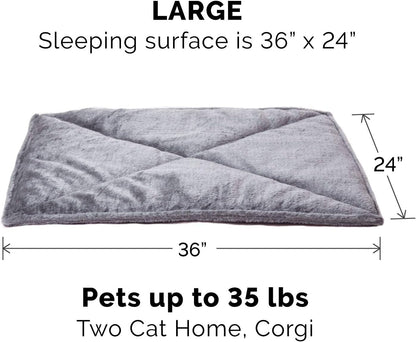 Thermanap Self - Warming Cat Bed for Indoor Cats & Large/Medium Dogs, Washable & Reflects Body Heat - Quilted Faux Fur Reflective Bed Mat - Gray, Large - Petopia Company