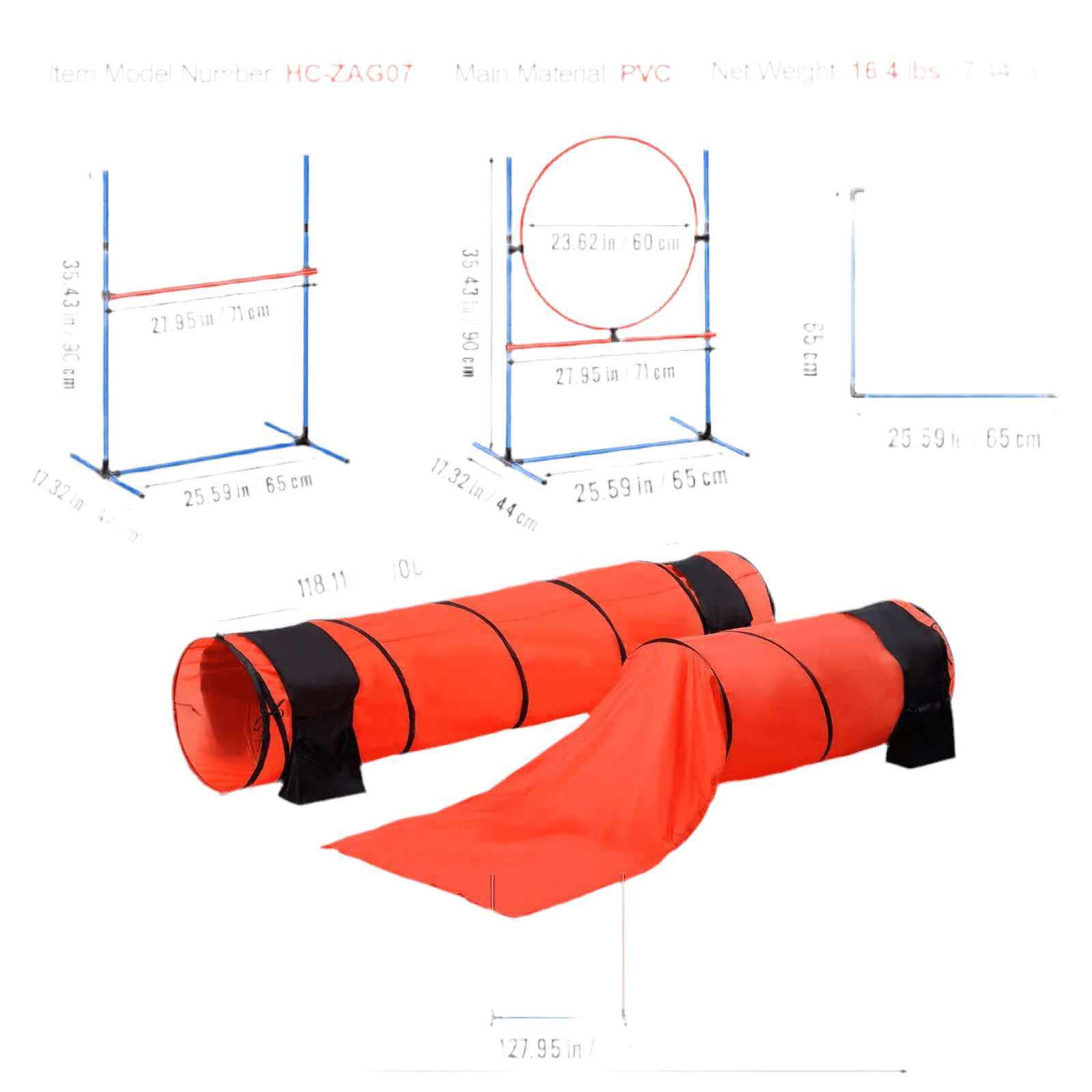 VEVOR Dog Agility Training Equipment 7 PCS Set Upgrade W/ Hurdles 2 Tunnels Ring - Petopia