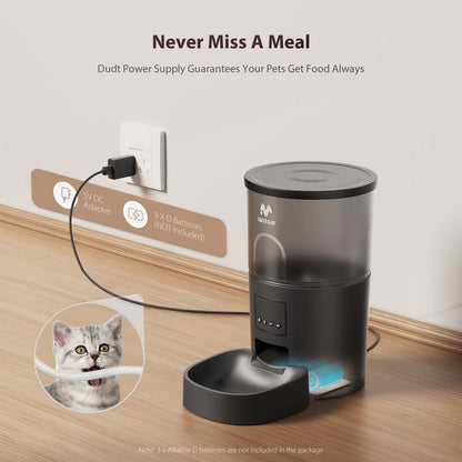Wifi Automatic Cat Feeders 3L Food Dispenser Timer Smart Pet Feeder with over 180 - Day Battery Life - Petopia Company
