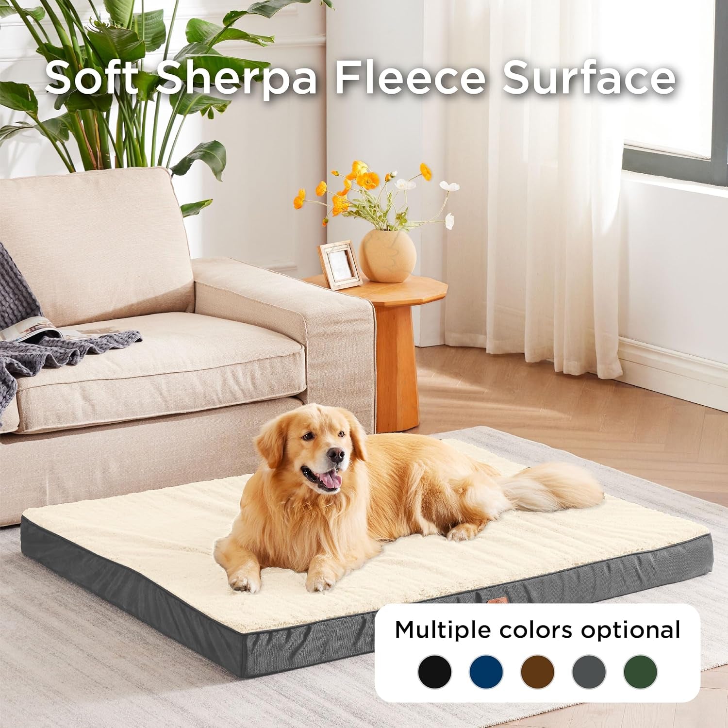 XL Dog Bed Large Sized Dog - Orthopedic Waterproof Extra Large Pet Beds with Removable Washable Cover, Egg Crate Foam Mat, Suitable for Pet up to 100 Lbs - Petopia Company